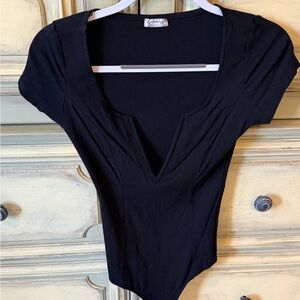 Free People Black Bodysuit